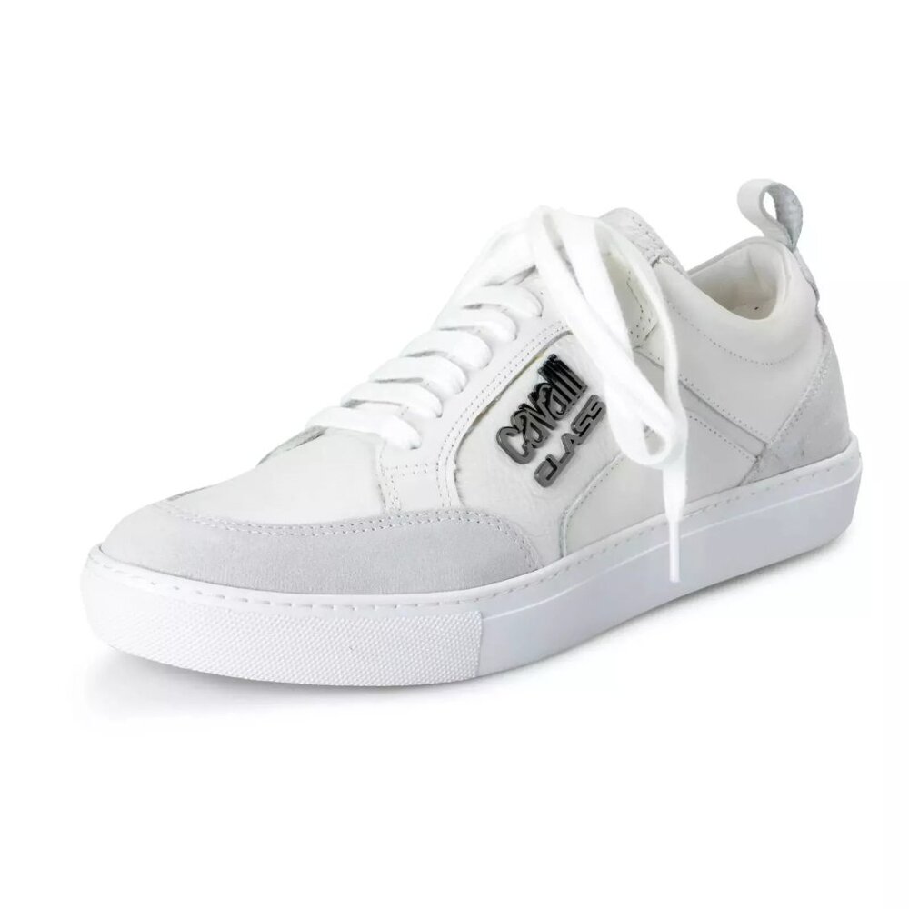 Sneakers Shoes Cavalli Class Men's White Leather Fashion Size 8, 10